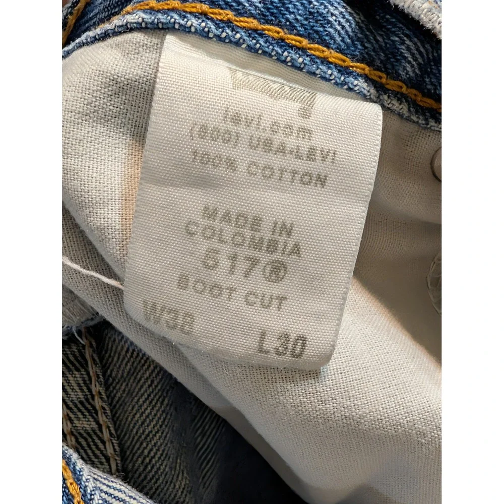 Levis 517 Bootcut Jeans Mens 38x30 Light Wash Blue Denim 100% Cotton 517-0216